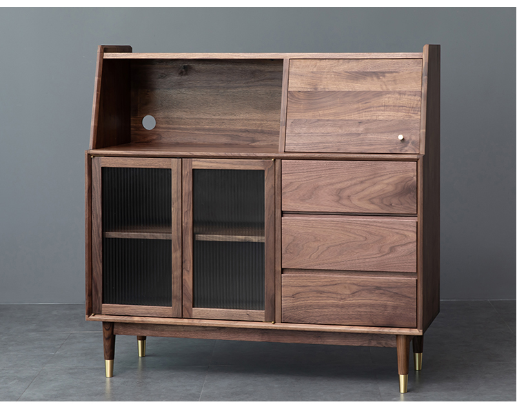 walnut kitchen cupboard for two option, modern walnut cabinets, walnut cabinet kitchen - SlabstudioHongKong