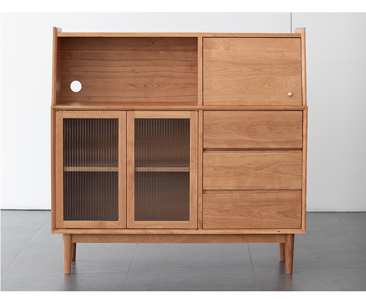 walnut kitchen cupboard for two option, modern walnut cabinets, walnut cabinet kitchen - SlabstudioHongKong