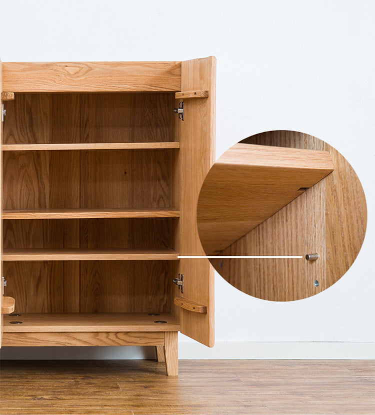 Cherry shoe cabinet with drawers, oak shoe storage cabinet - SlabstudioHongKong