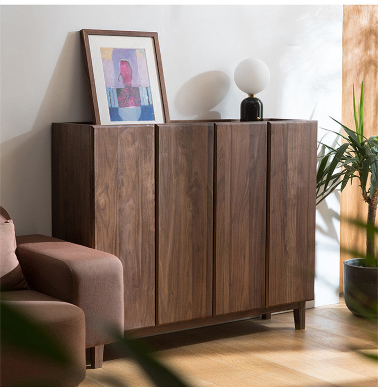 Cherry shoe cabinet with drawers, oak shoe storage cabinet - SlabstudioHongKong