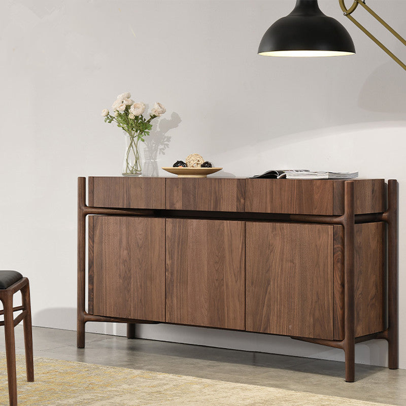 dark solid walnut sideboard buffet, art deco walnut sideboard, black walnut sideboard - SlabstudioHongKong