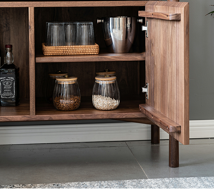 dark solid walnut sideboard buffet, art deco walnut sideboard, black walnut sideboard - SlabstudioHongKong
