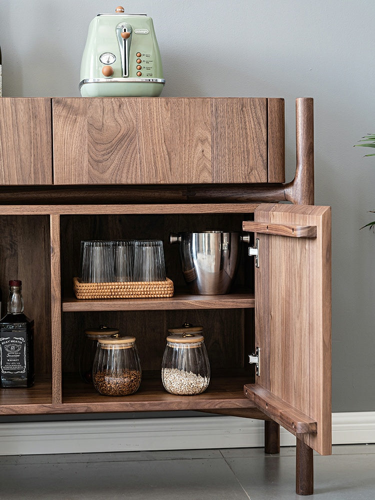 dark solid walnut sideboard buffet, art deco walnut sideboard, black walnut sideboard - SlabstudioHongKong