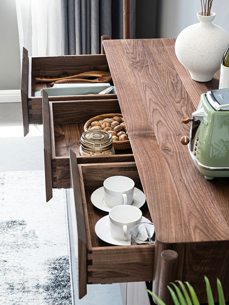 dark solid walnut sideboard buffet, art deco walnut sideboard, black walnut sideboard - SlabstudioHongKong