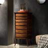 Europe style mid century solid black walnut furniture, round mid century cabinet - SlabstudioHongKong