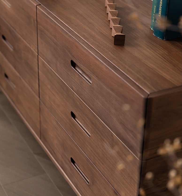 modern solid walnut sideboard, black and walnut sideboard, walnut sideboard cabinet - SlabstudioHongKong