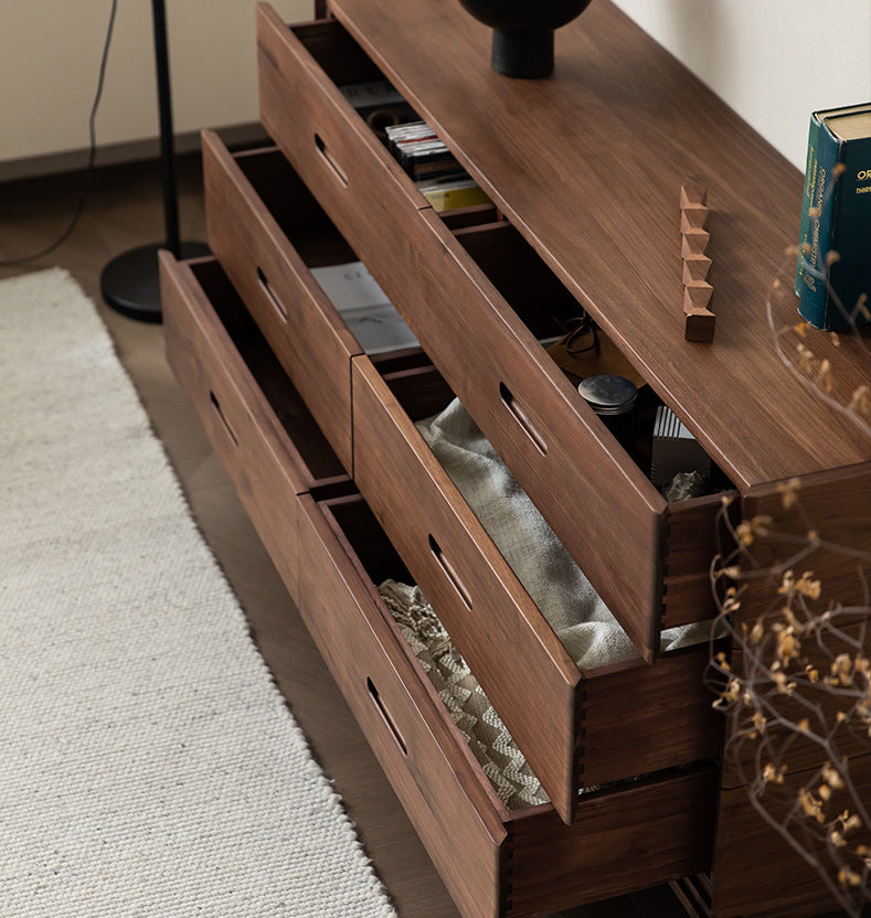 modern solid walnut sideboard, black and walnut sideboard, walnut sideboard cabinet - SlabstudioHongKong