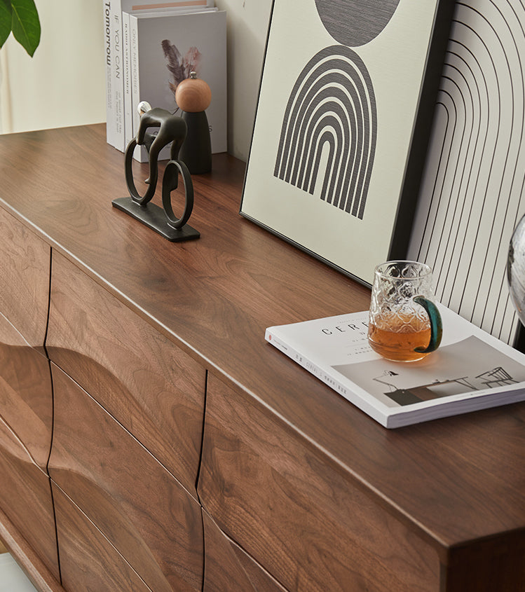 Solid Black walnut wood dresser, Black walnut wave dresser - SlabstudioHongKong