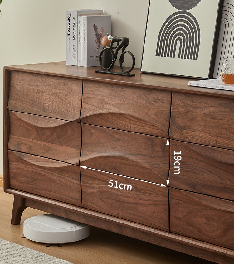 Solid Black walnut wood dresser, Black walnut wave dresser - SlabstudioHongKong