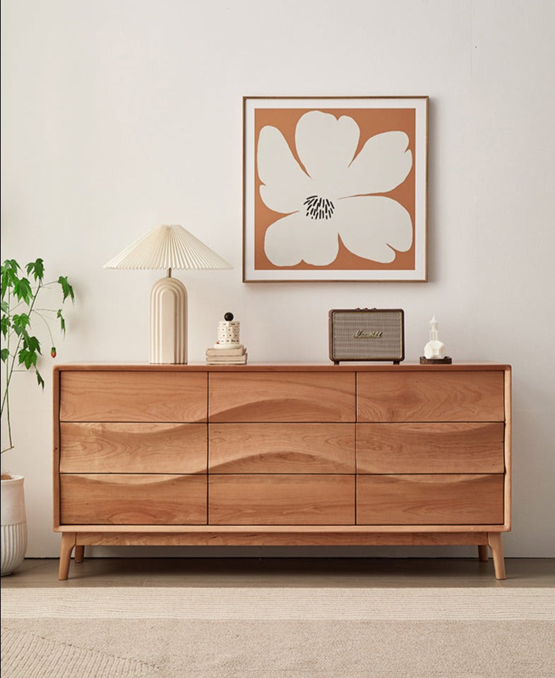 Solid Black walnut wood dresser, Black walnut wave dresser - SlabstudioHongKong
