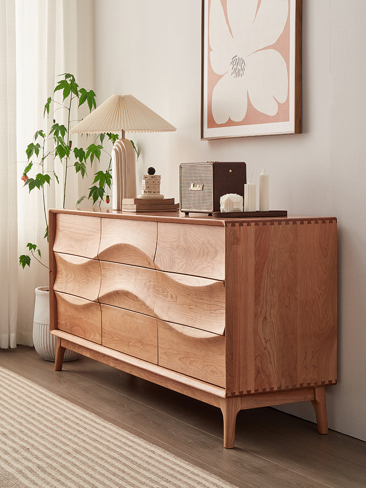 Solid Black walnut wood dresser, Black walnut wave dresser - SlabstudioHongKong