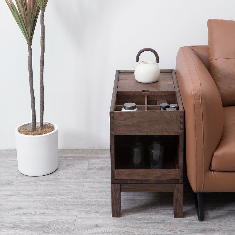 Solid Black walnut end table, walnut small cabinet, small wooden cabinet, all wood cabinets - SlabstudioHongKong