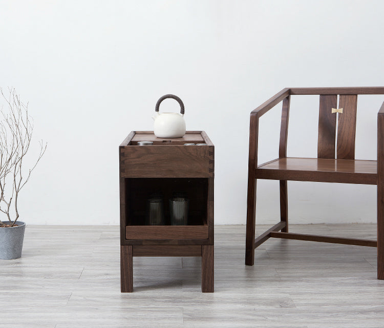 Solid Black walnut end table, walnut small cabinet, small wooden cabinet, all wood cabinets - SlabstudioHongKong