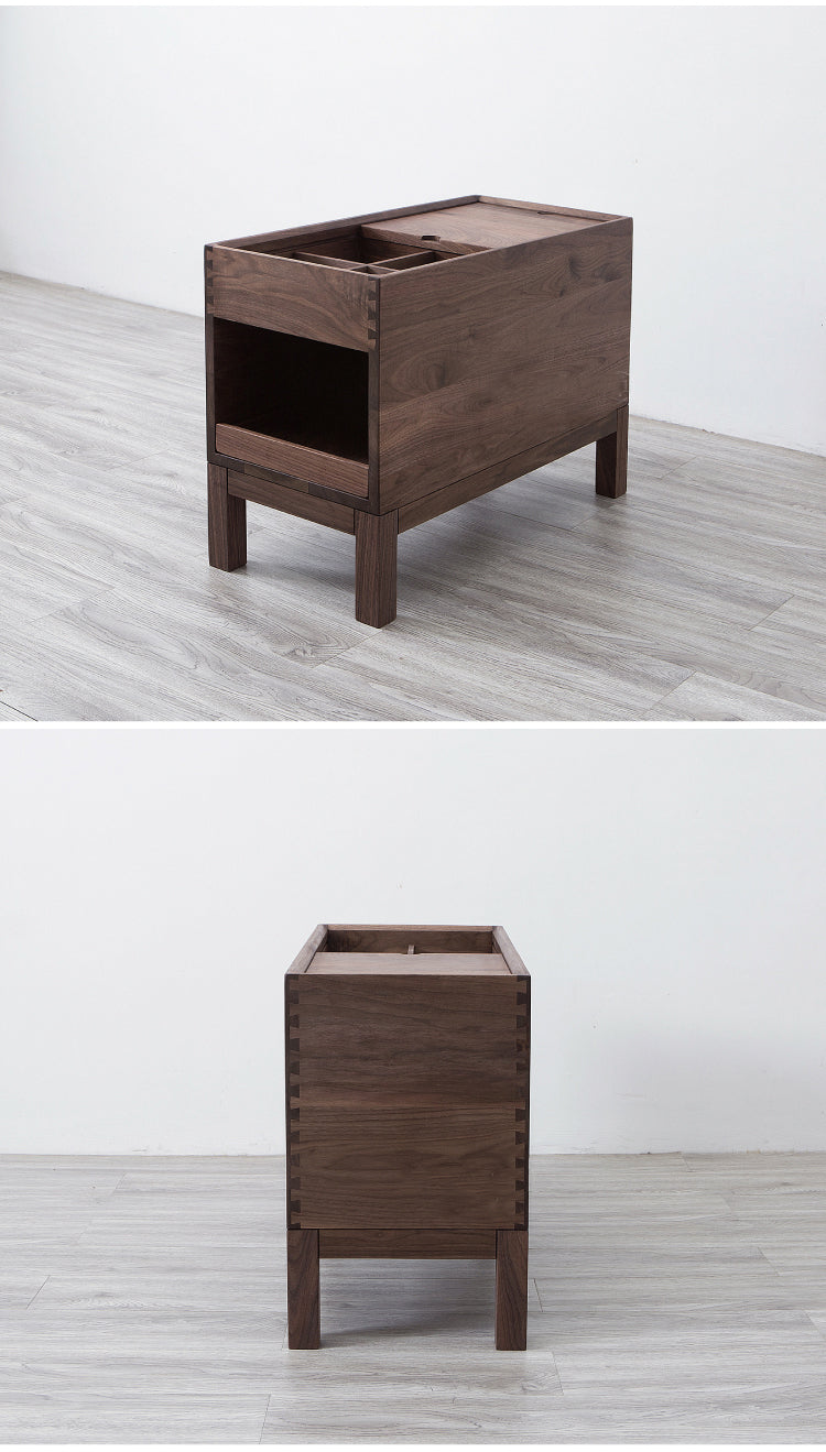 Solid Black walnut end table, walnut small cabinet, small wooden cabinet, all wood cabinets - SlabstudioHongKong