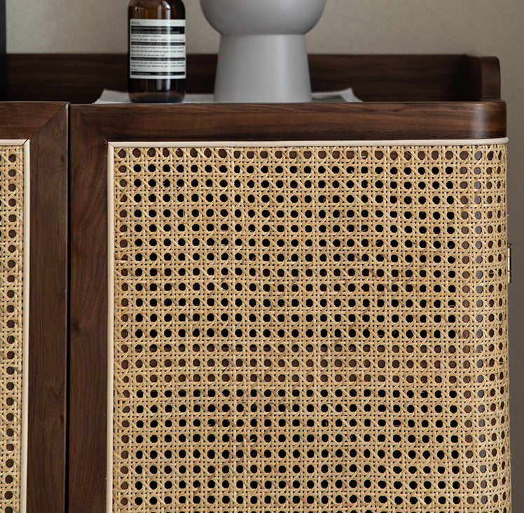 solid walnut shoe cabinet with doors , oak shoe cabinet with drawers - SlabstudioHongKong