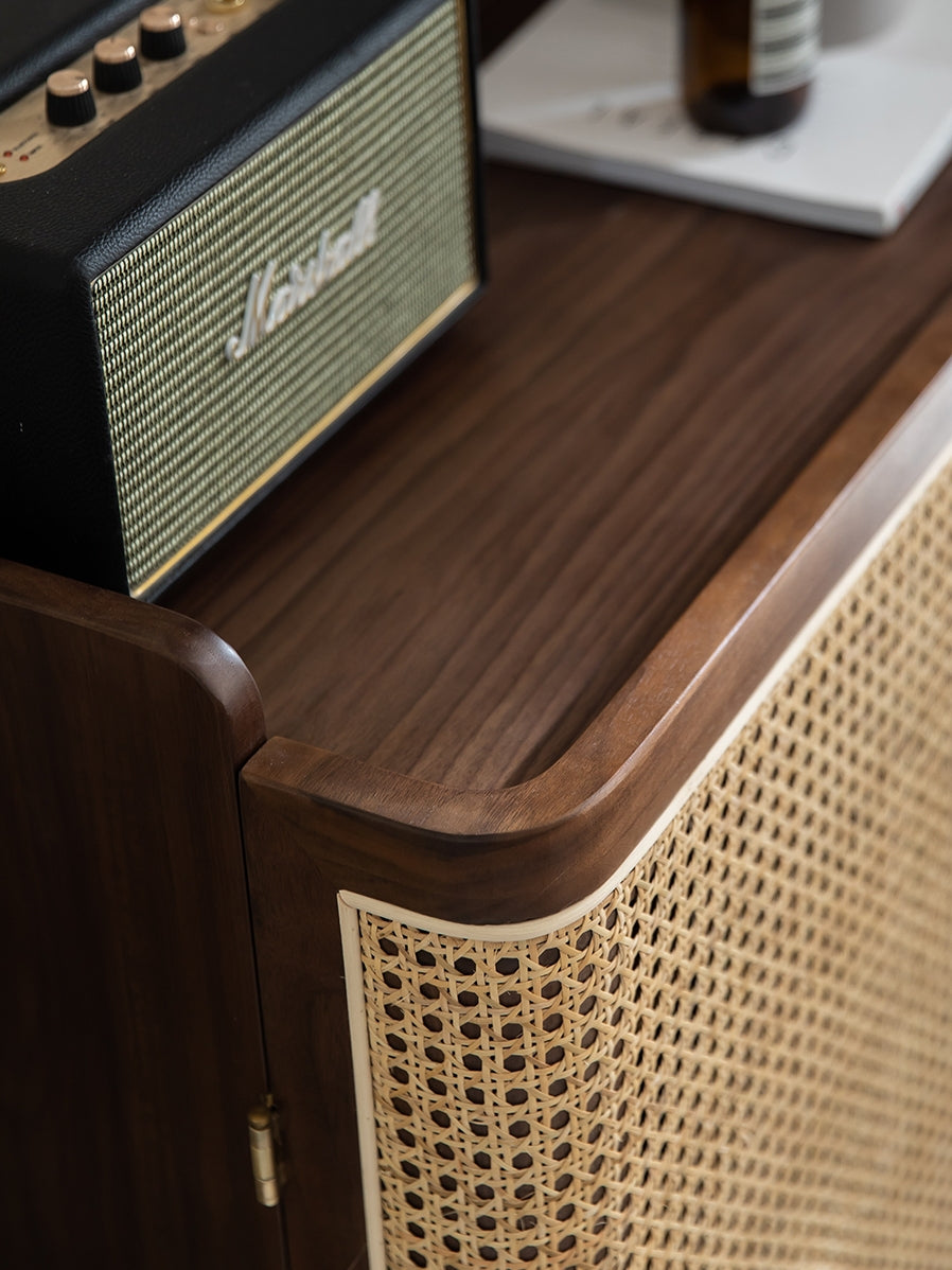 solid walnut shoe cabinet with doors , oak shoe cabinet with drawers - SlabstudioHongKong