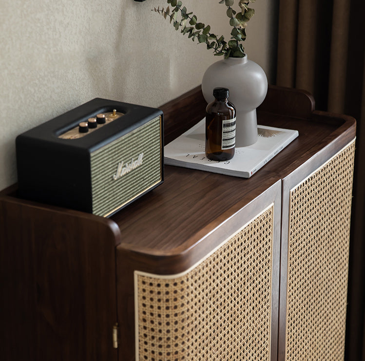 solid walnut shoe cabinet with doors , oak shoe cabinet with drawers - SlabstudioHongKong
