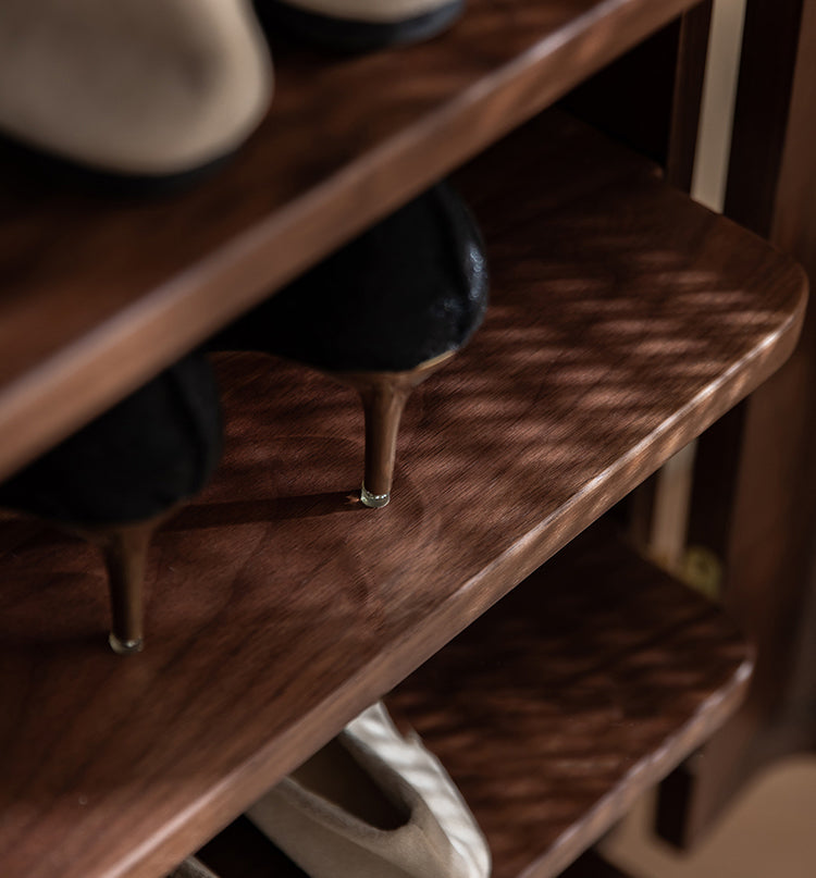 solid walnut shoe cabinet with doors , oak shoe cabinet with drawers - SlabstudioHongKong