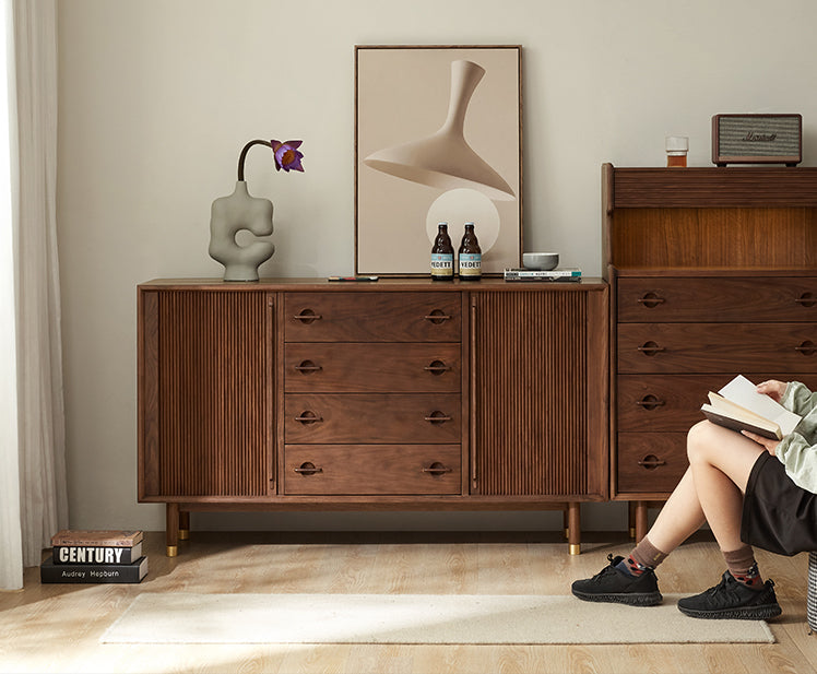 solid walnut sideboard, seno walnut sideboard, walnut buffet sideboard - SlabstudioHongKong