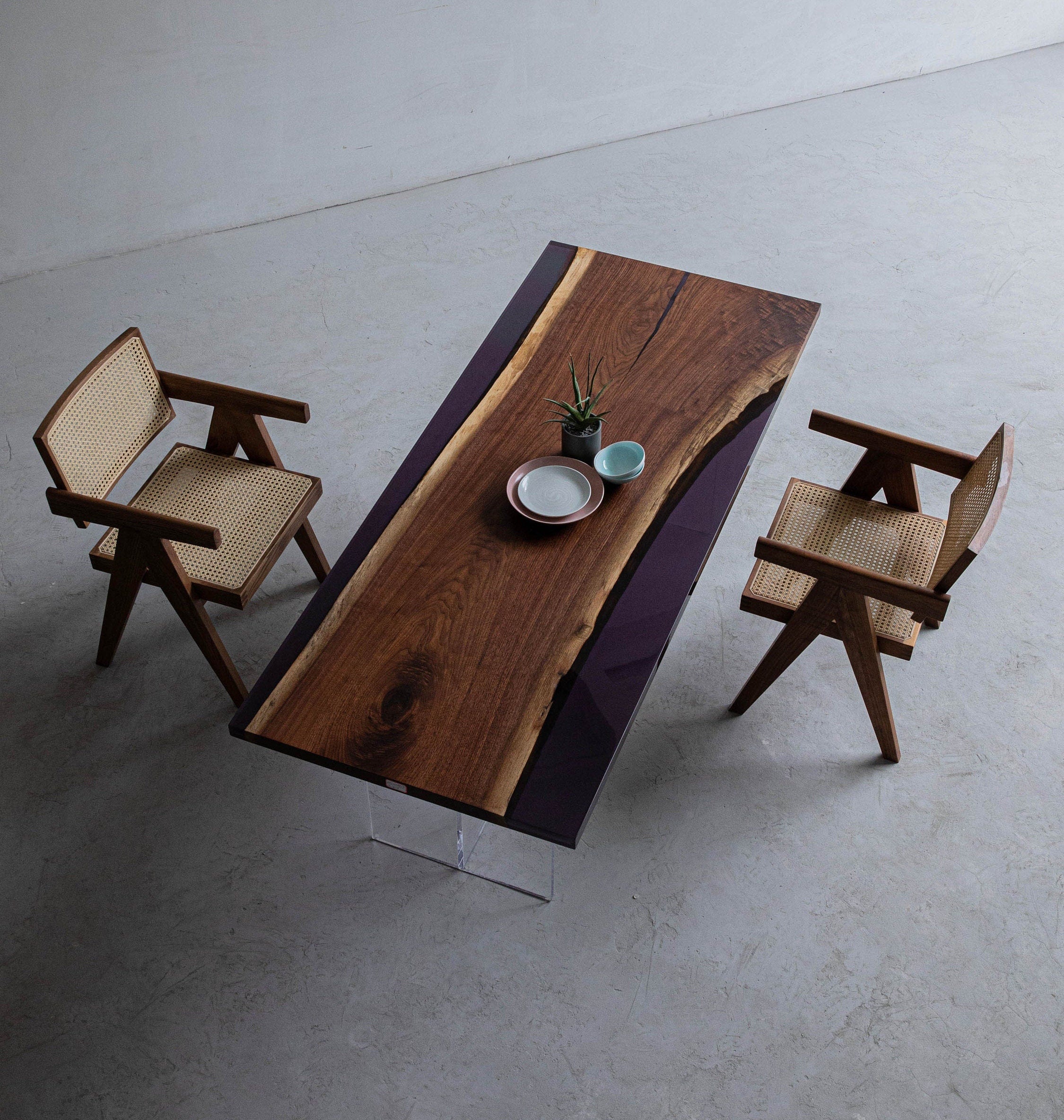 black table, Black River Epoxy Table, Handmade Epoxy Table, Black Resin River Table - SlabstudioHongKong