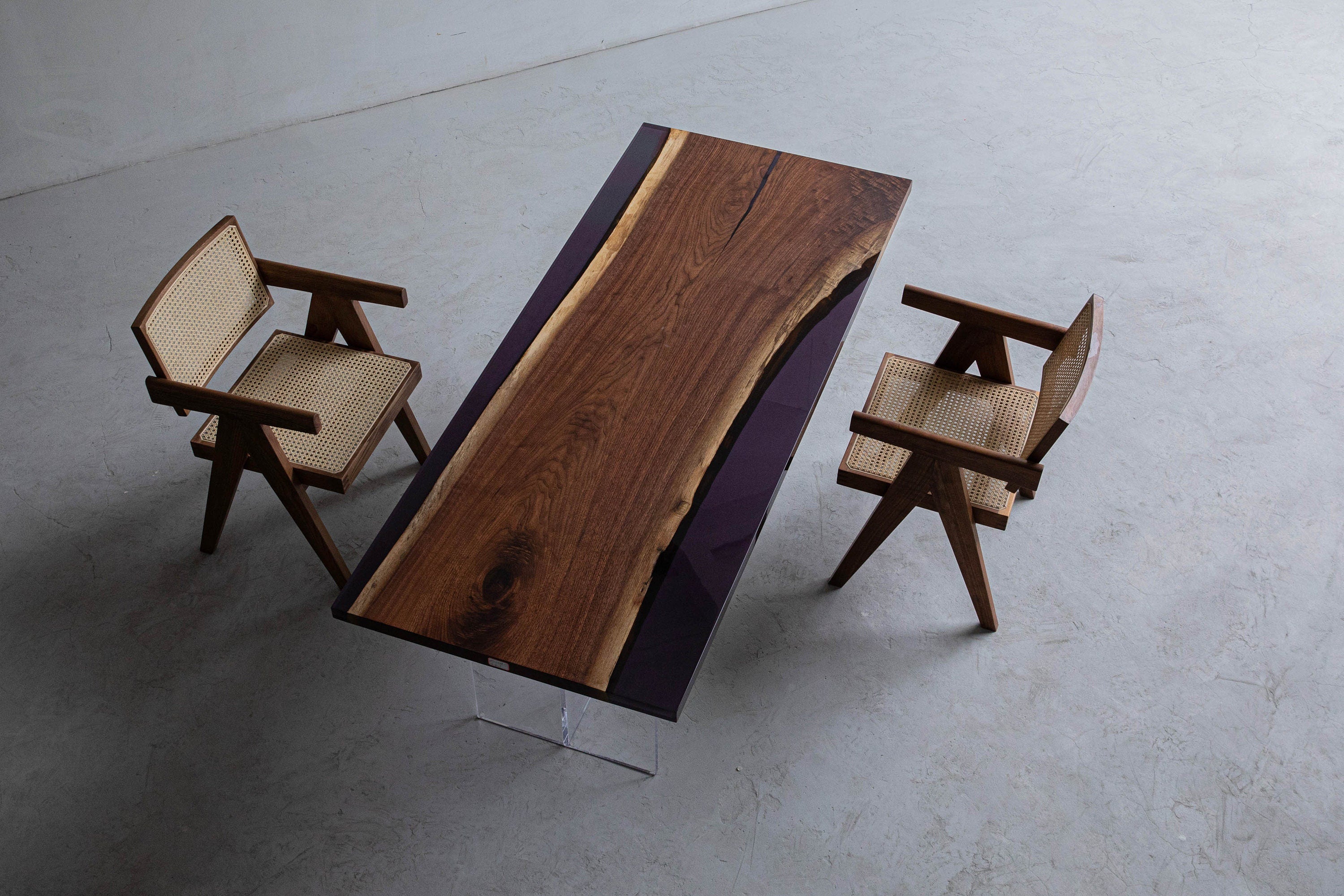 black table, Black River Epoxy Table, Handmade Epoxy Table, Black Resin River Table - SlabstudioHongKong