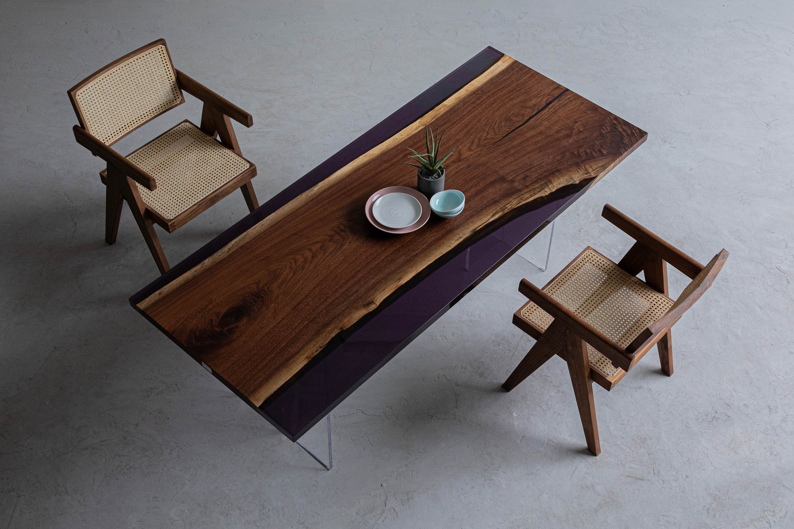 black table, Black River Epoxy Table, Handmade Epoxy Table, Black Resin River Table - SlabstudioHongKong