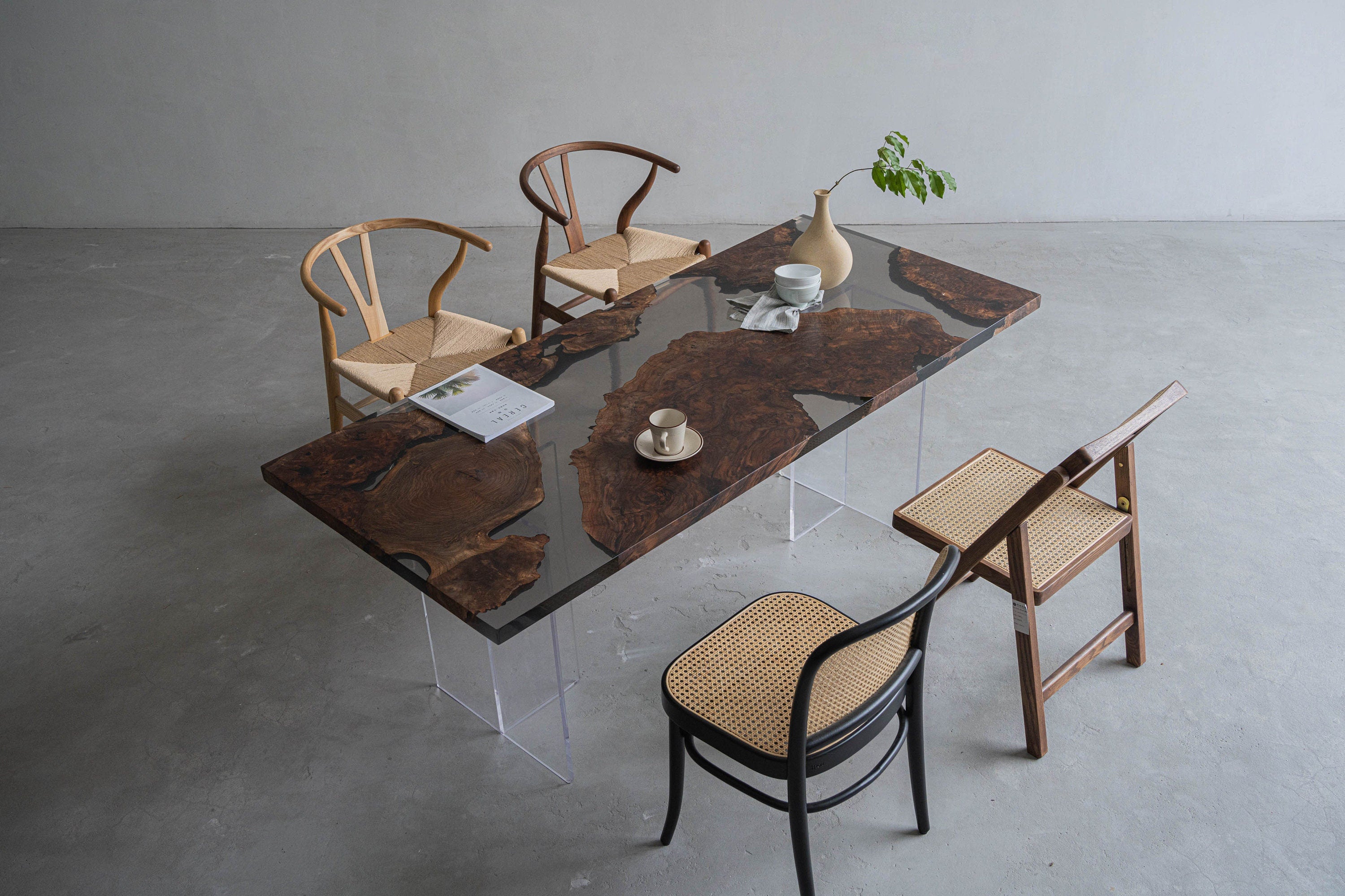 epoxy desk, Custom Epoxy Resin River Table,make to order, dinning table. - SlabstudioHongKong
