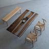 handmade epoxy table, black resin river table, walnut epoxy table, resin dining table - SlabstudioHongKong