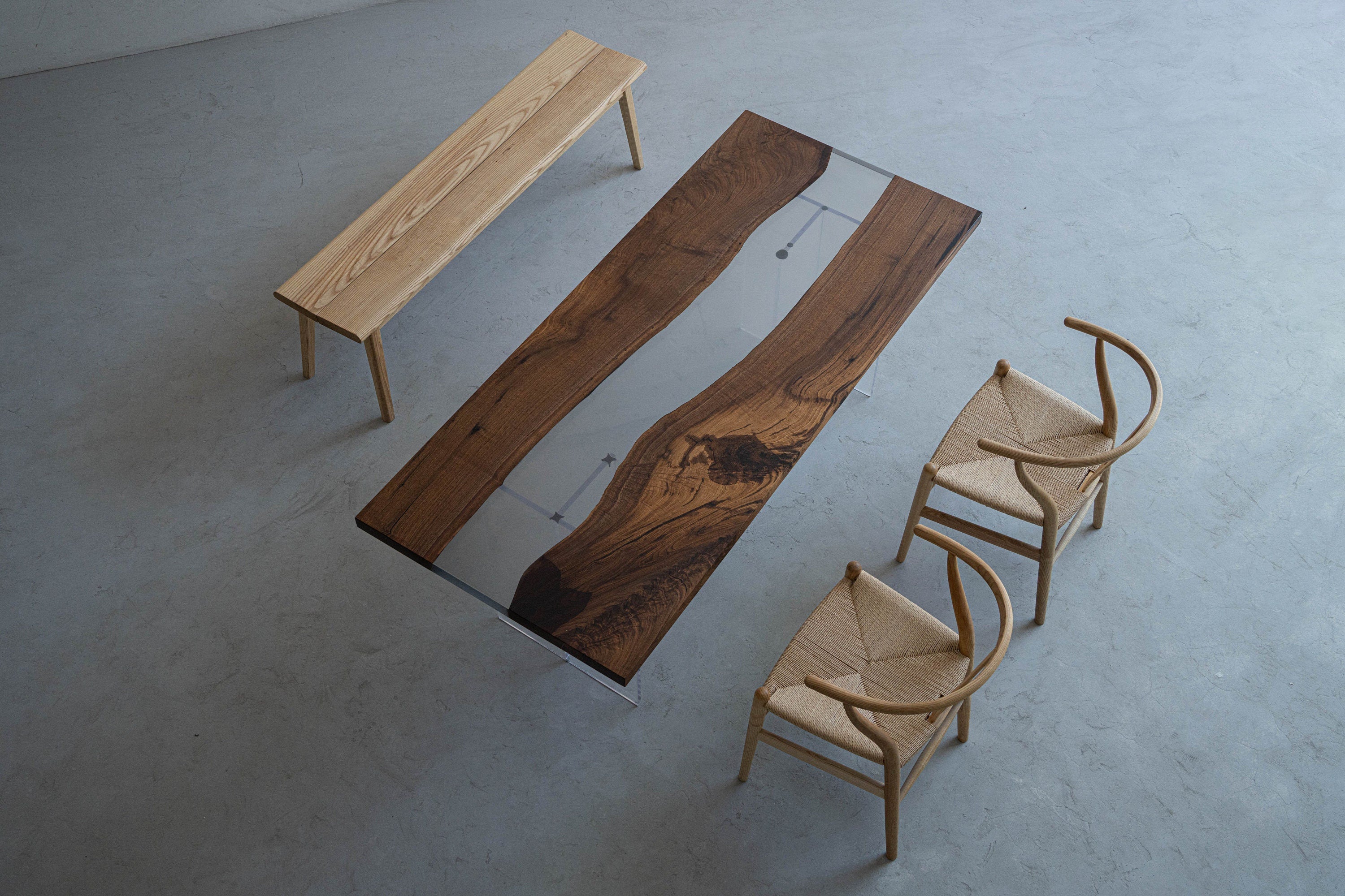 Solid Black walnut Epoxy River Table, table,epoxy table, resin dining table - SlabstudioHongKong