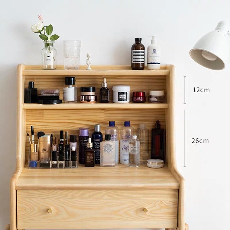 Nordic design vanity Accent Mirror make in ash wood, Make up table with 2 drawer, - SlabstudioHongKong