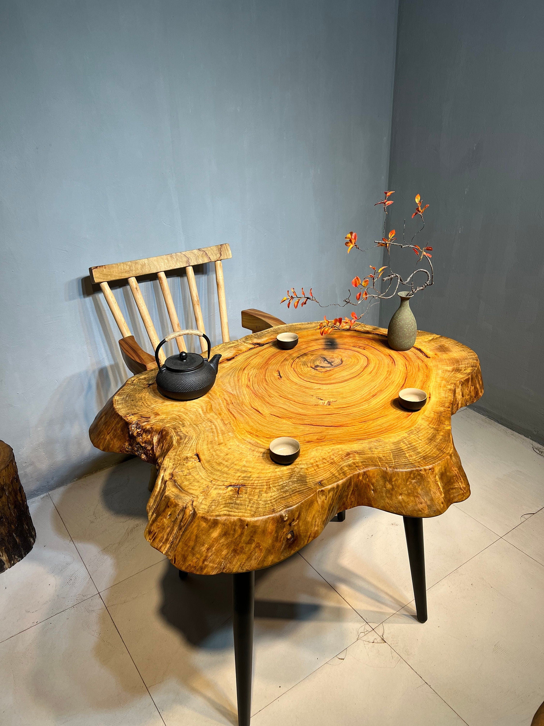 tree stump coffee end table, live edge wood table, root wood coffee table, slab coffee table, spider coffee table - SlabstudioHongKong