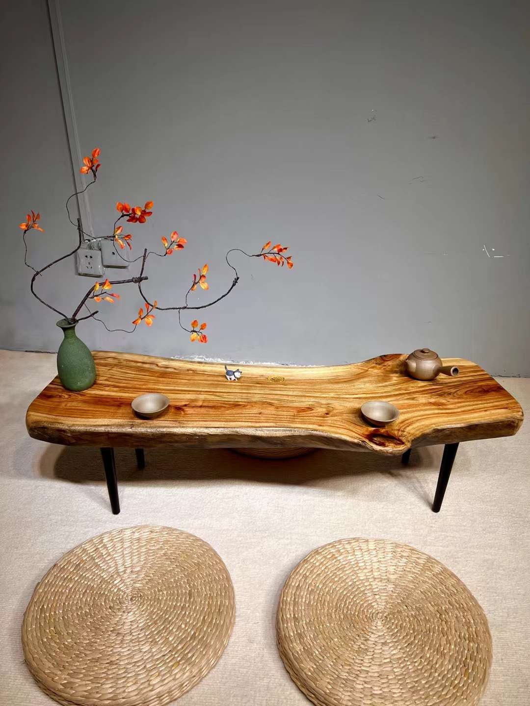 Japanese style coffee table, rectangle live edge coffee table, long coffee table - SlabstudioHongKong