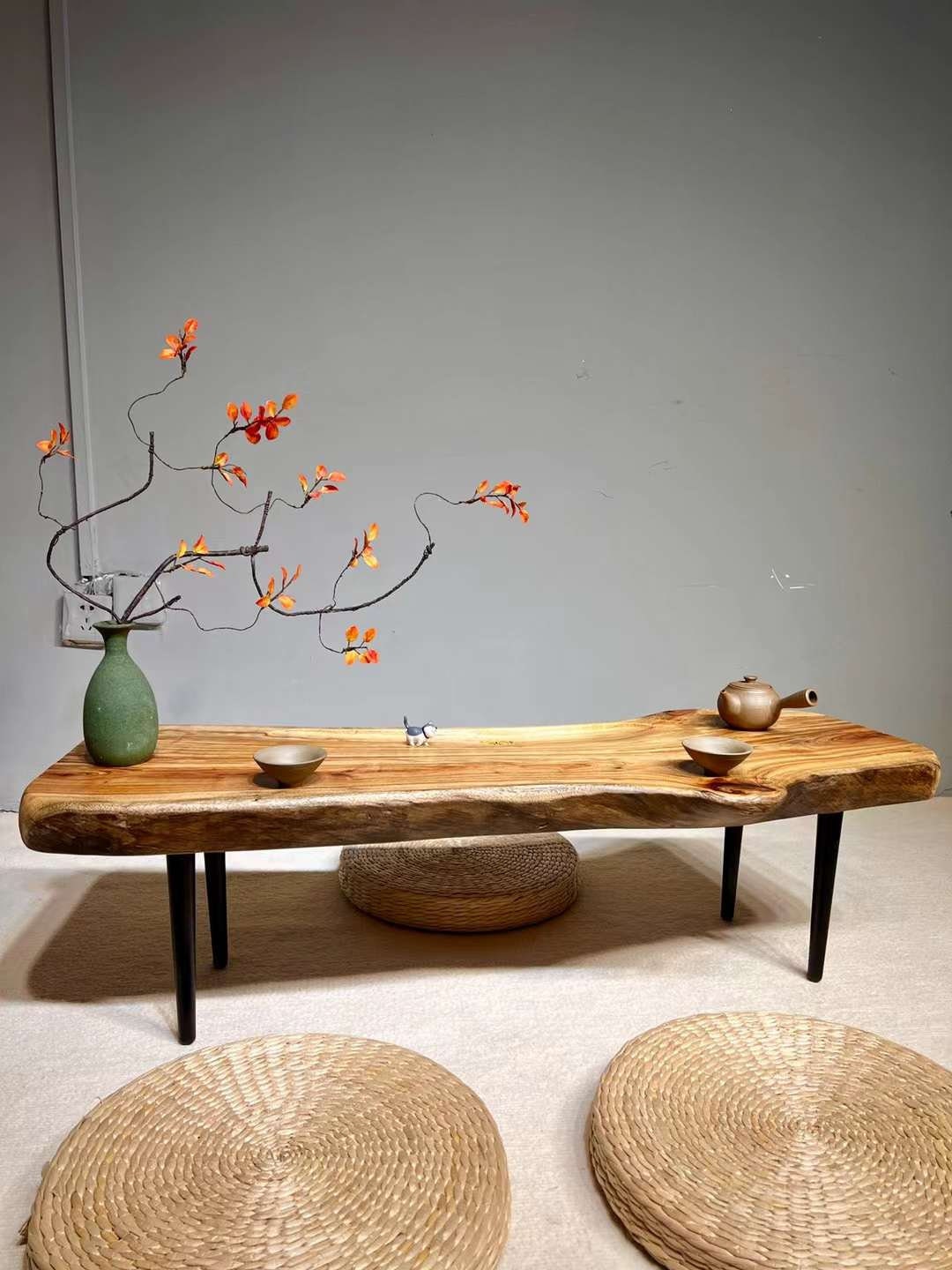 Japanese style coffee table, rectangle live edge coffee table, long coffee table - SlabstudioHongKong