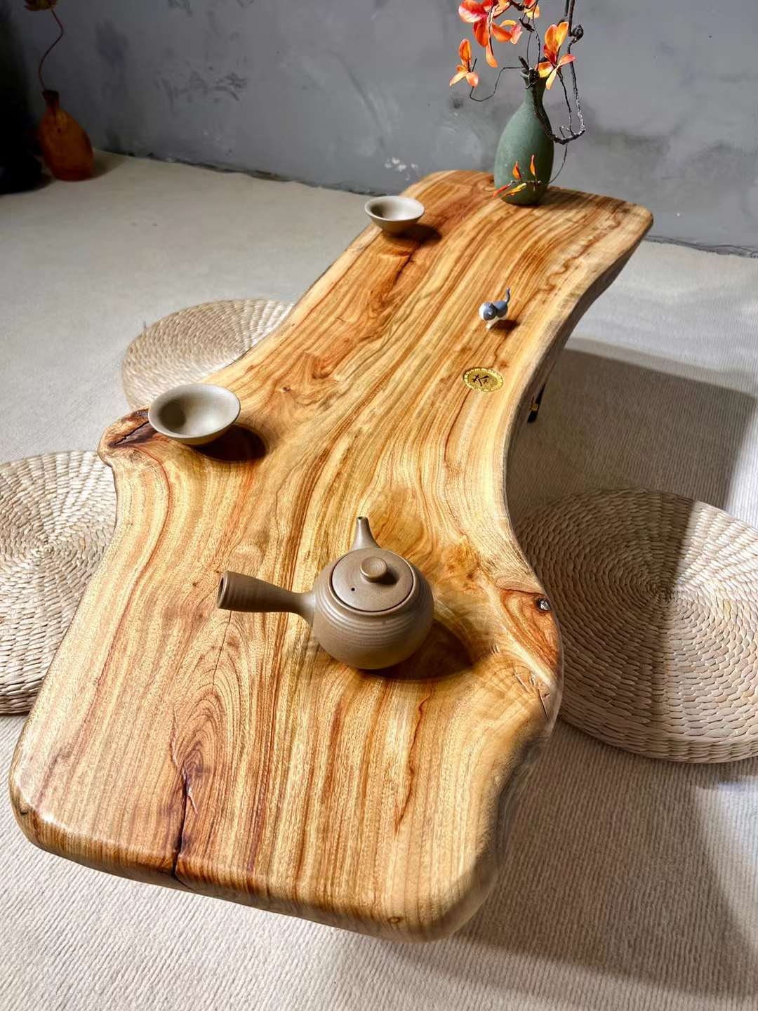 Japanese style coffee table, rectangle live edge coffee table, long coffee table - SlabstudioHongKong