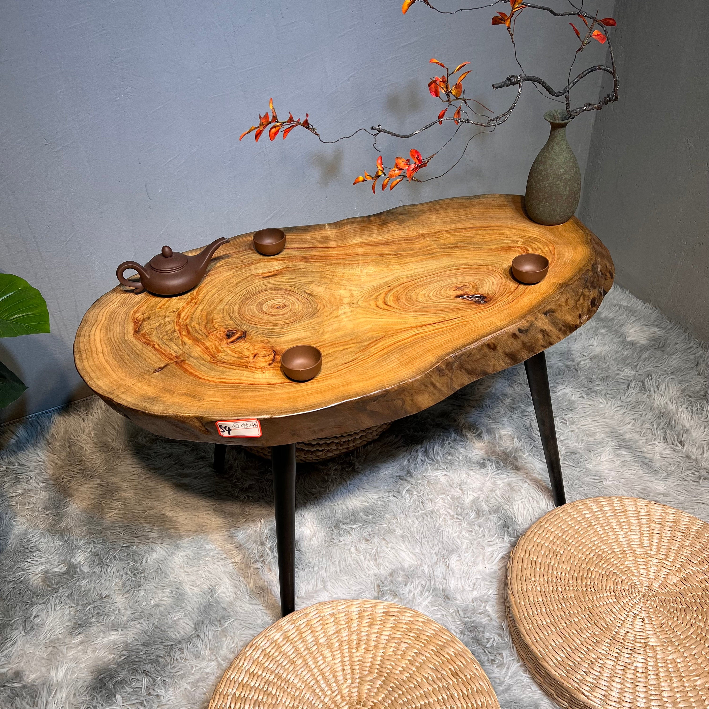 Rustic coffee table, oval coffee table, log end table,log table, wood table - SlabstudioHongKong