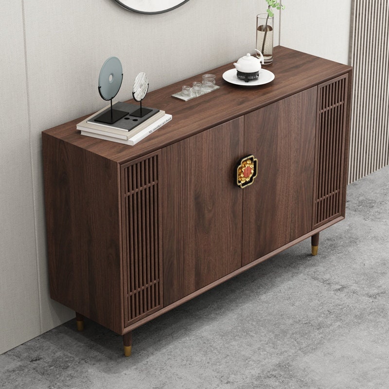 Minimalism, japanese desgin sideboard, 4 door sideboard, black walnut wood sideboard - SlabstudioHongKong
