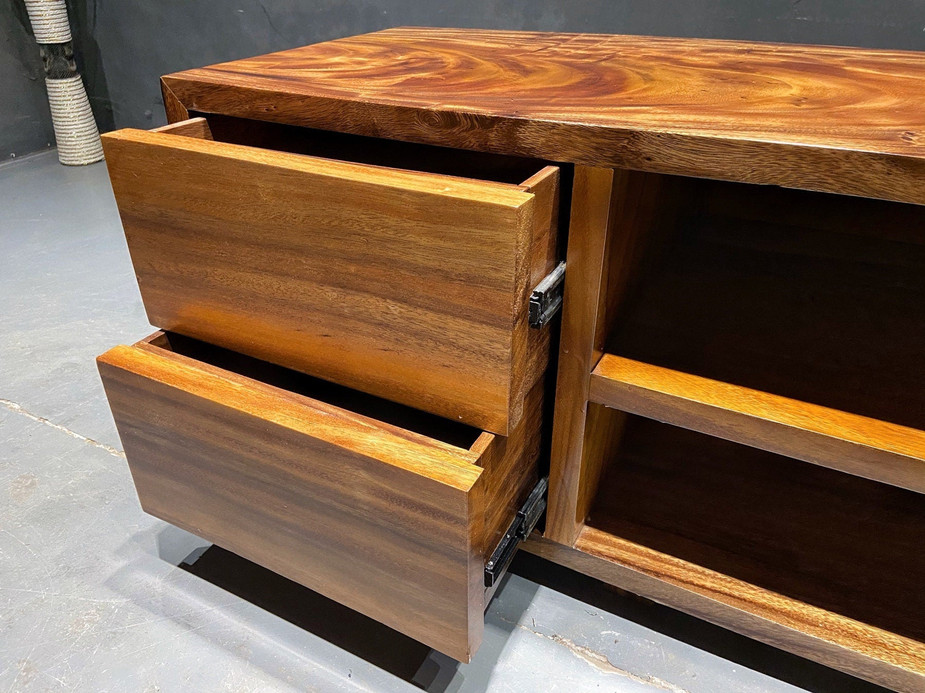 Natural wood furniture, Media cabinet made of walnut wood, Record Player Stand - SlabstudioHongKong