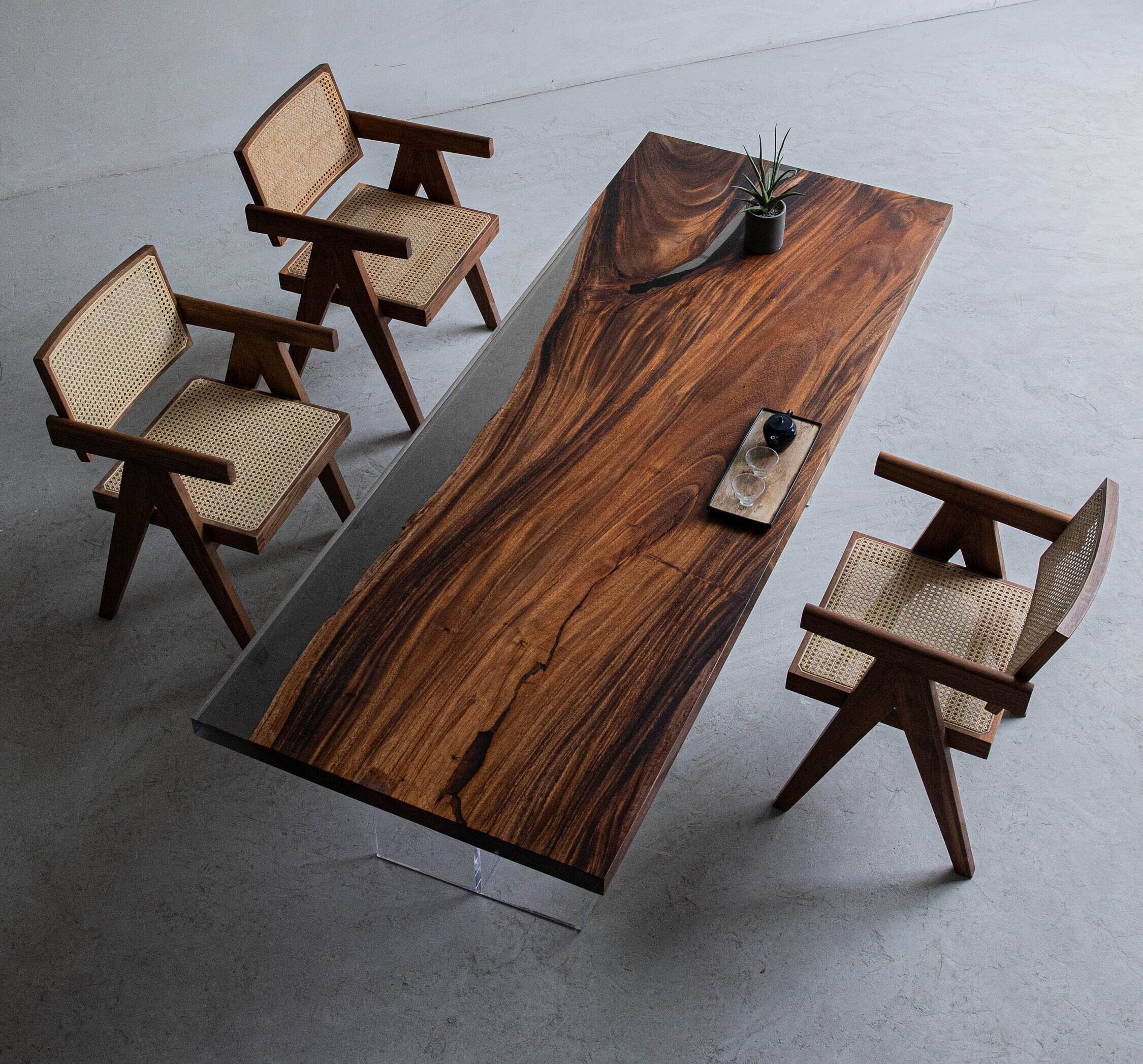 black river table, black table, one piece black walnut - SlabstudioHongKong