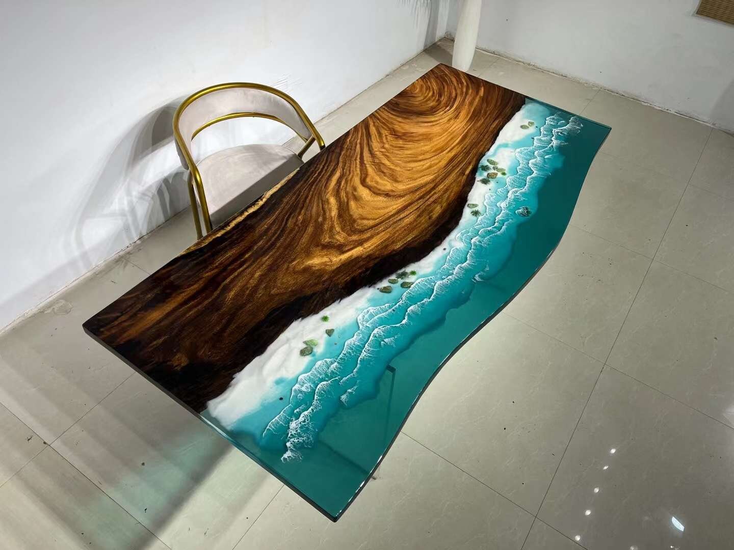 Epoxy table, Wave epoxy resin table, River epoxy table,live edge wave walnut table - SlabstudioHongKong