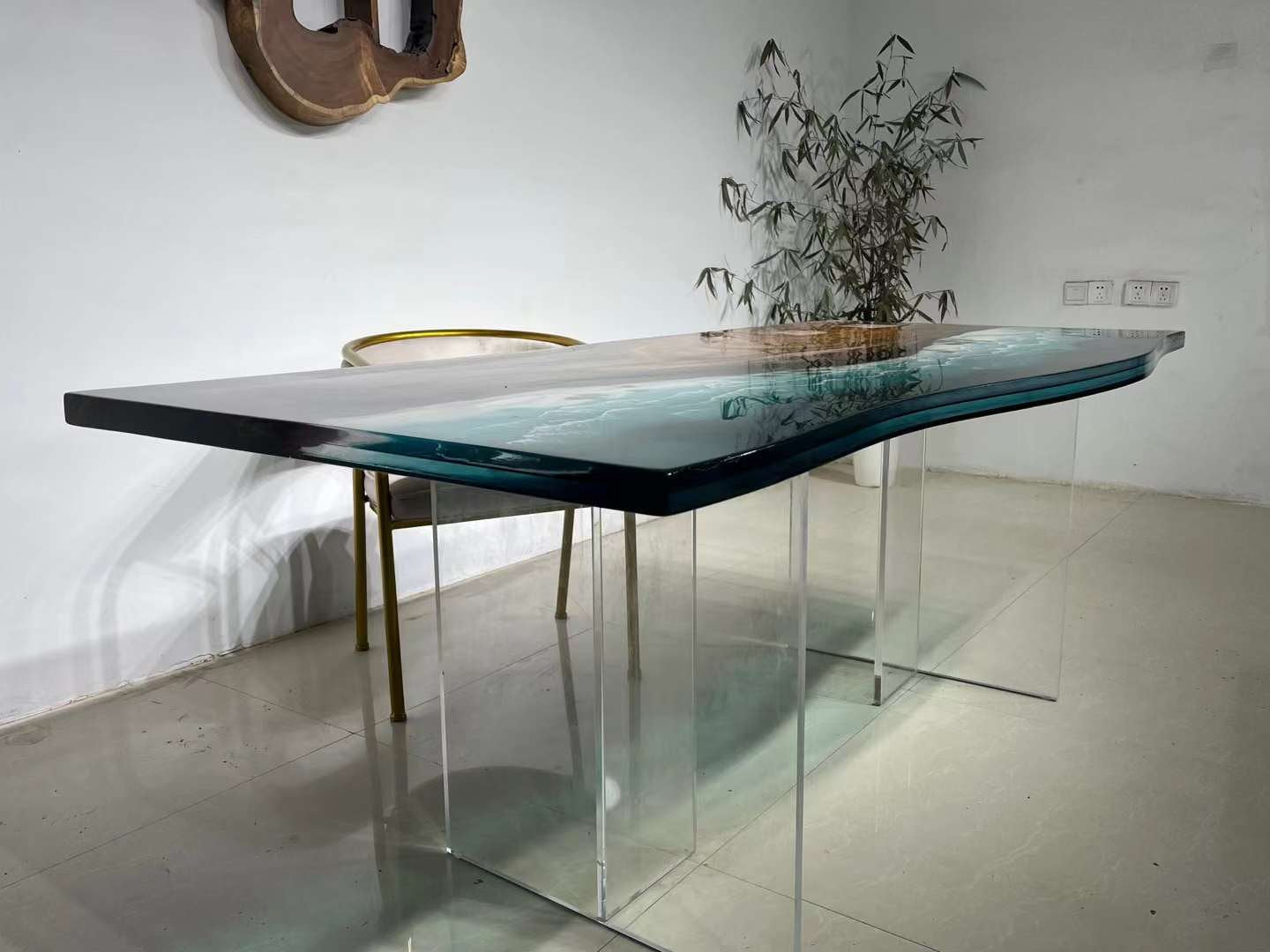 Epoxy table, Wave epoxy resin table, River epoxy table,live edge wave walnut table - SlabstudioHongKong