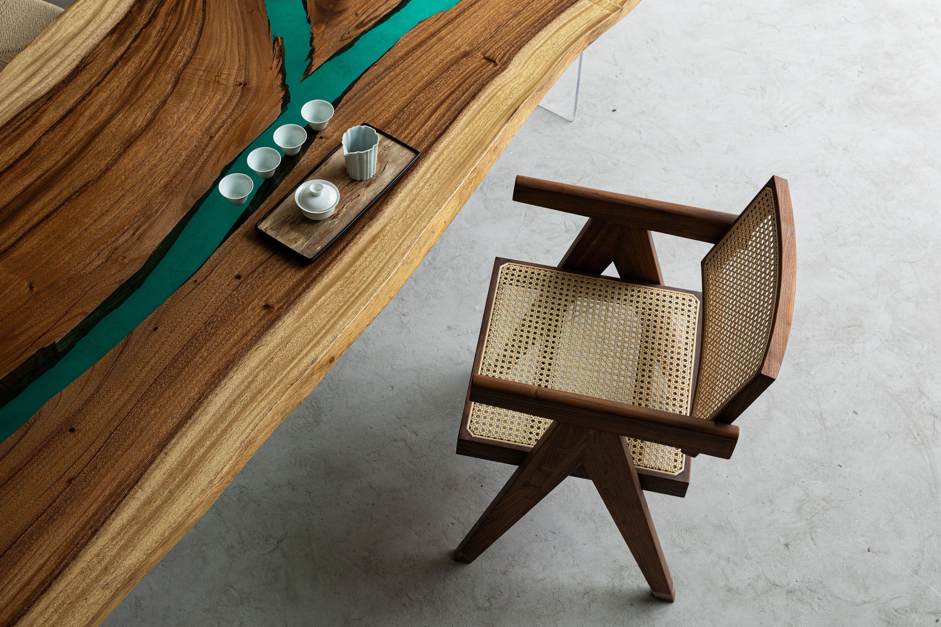 unique dining table, Custom handmade epoxy table, resin river table, walnut epoxy table - SlabstudioHongKong