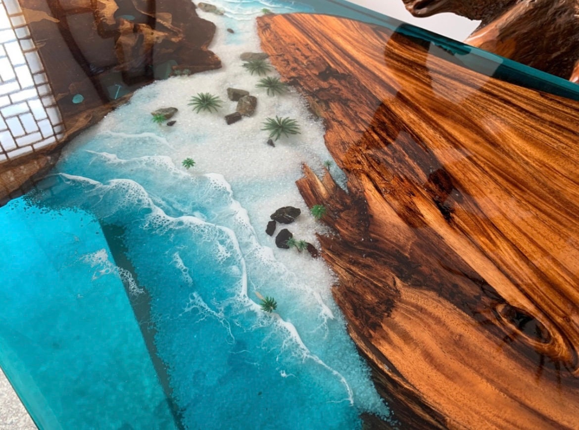 Wooden Black Epoxy Resin Dining Table Walnut Home Furniture Decor Made To Order - SlabstudioHongKong